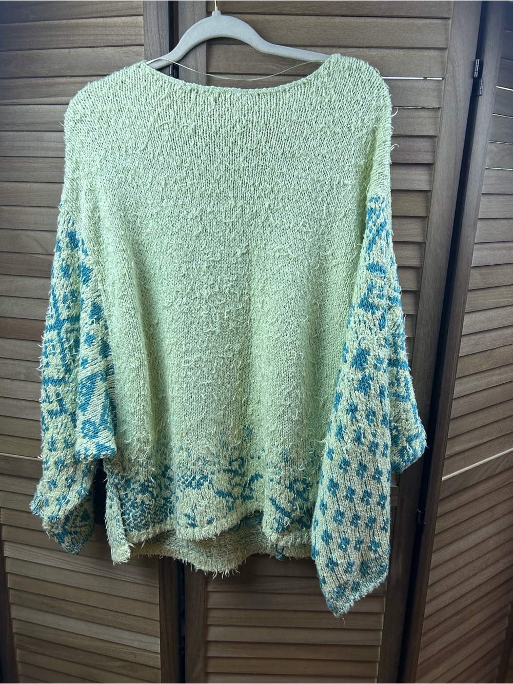 Free People Pistachio Green Textured Dolman Knit Sweater Medium Boho Oversized - Picture 6 of 6